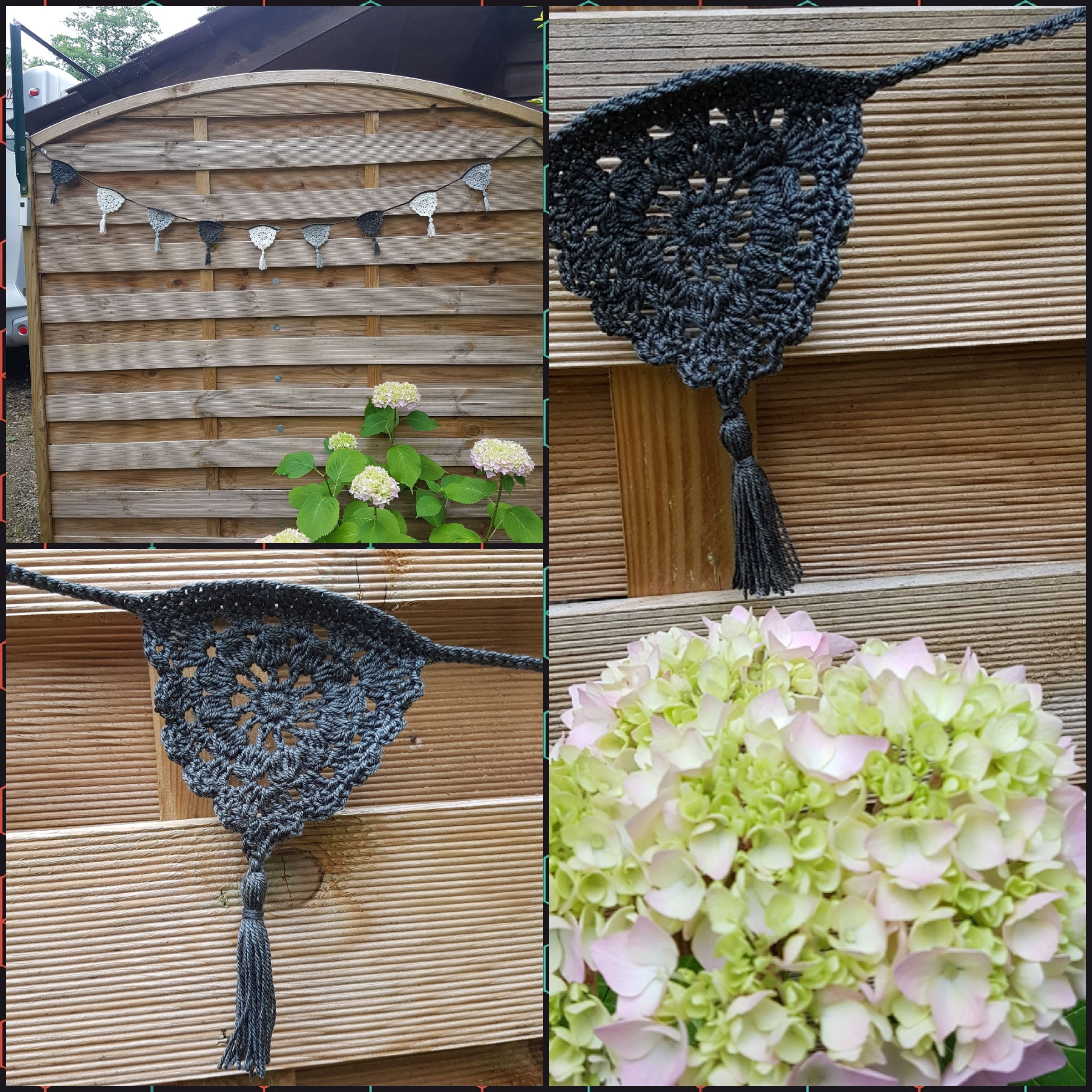 Guirlande 9 Fanions | Gris Foncé, Gris Clair et Beige