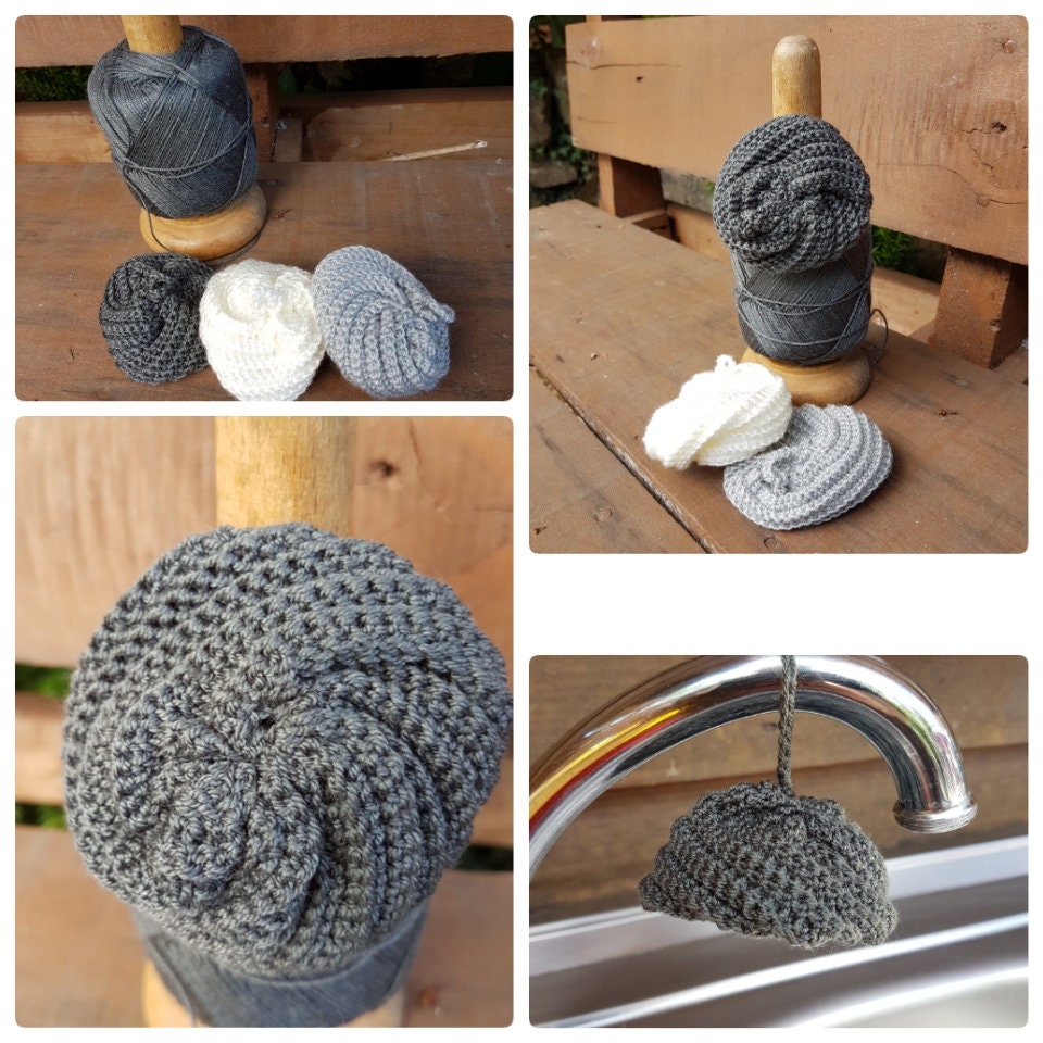 Tawashi Lot de 3 | Gris Foncé, Gris Clair et Beige Eponge Lavable .