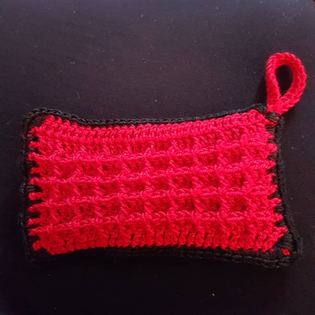 Tawashi Rectangulaire Double Face Rouge et Noir