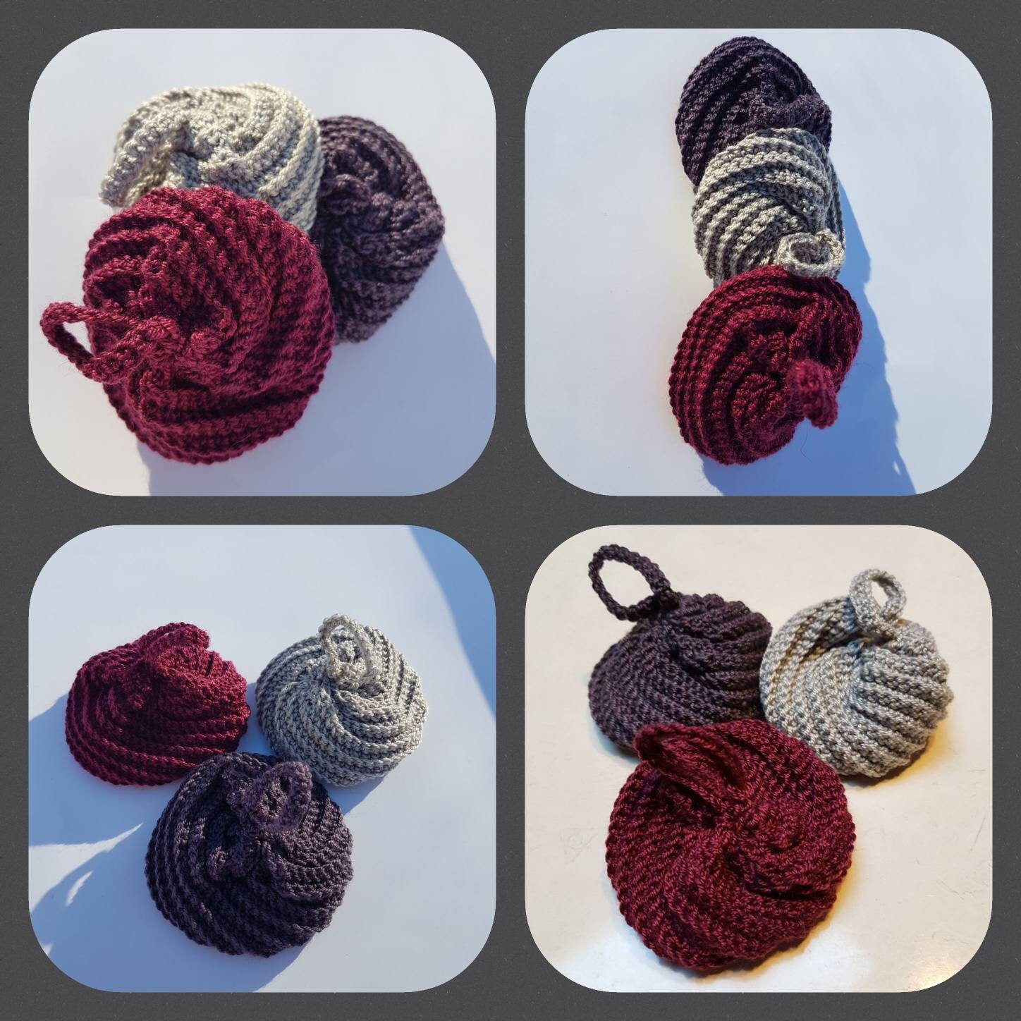 Lot de 3 Tawashis | Gris , Violine , Prune