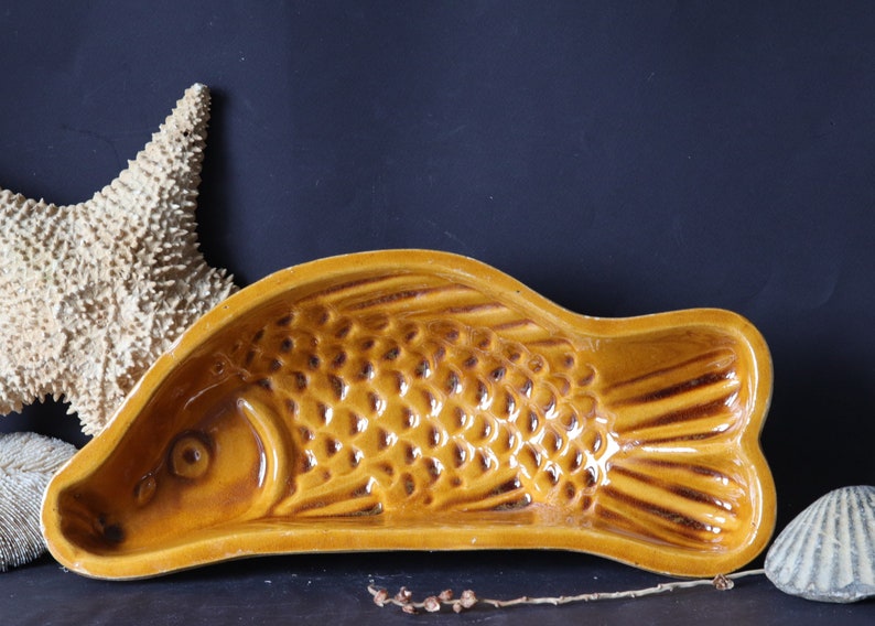 Vintage French Fish Shaped Ceramic Terrine Mold Glazed Etsy