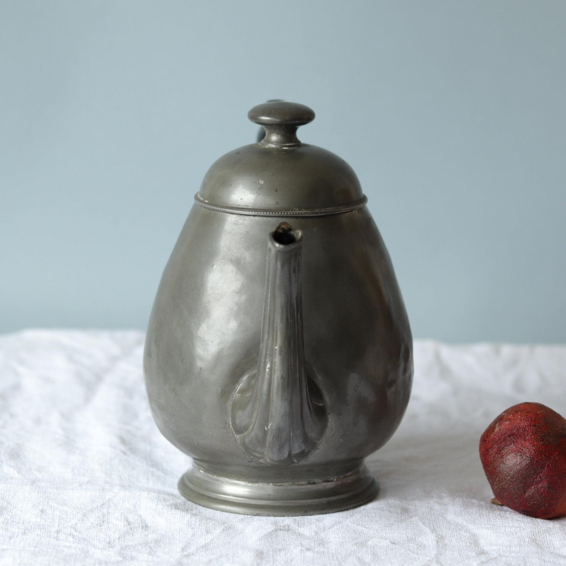 アンティークピューターティーポット：1800年代のフランス製コーヒー