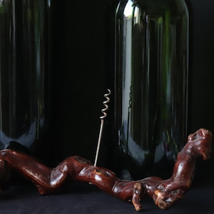 Extra Large Vintage Vine Stock Corkscrew, Rustic Wine Bottle Opener, French Wooden Corkscrew, Wine Cellar Style Decor