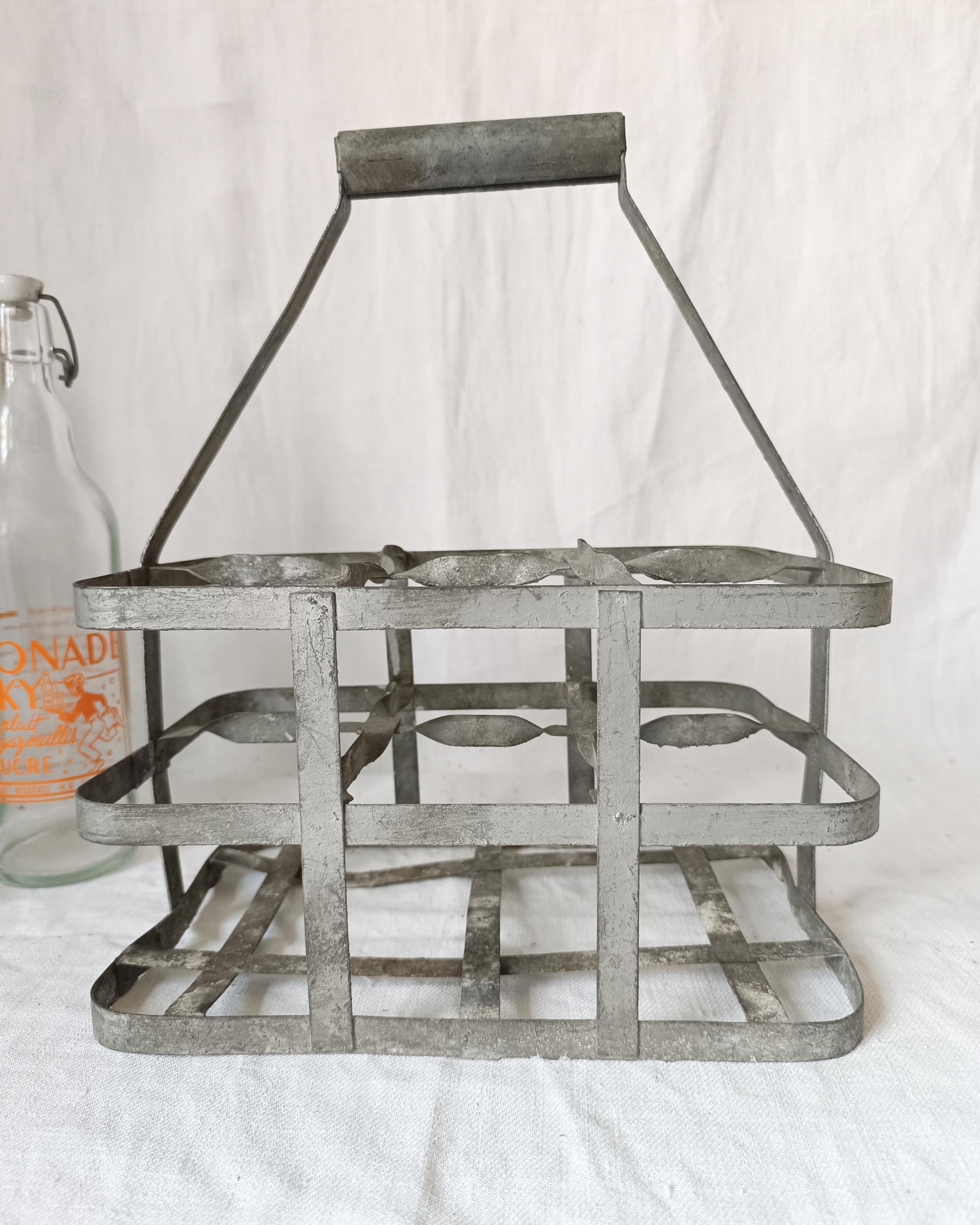 French Vintage Metal 6-bottle Carrier: Rustic Farmhouse Decor - Etsy