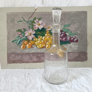 French vintage crystal decanter with hand cut decor and blown glass stopper