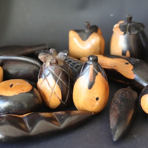 Vintage Carved Wood Fruit Set: Tropical Decor, Jungle Style