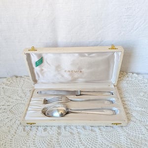 Vintage Ercuis Silver Plated Cutlery Set - 1920s French Geometric Design