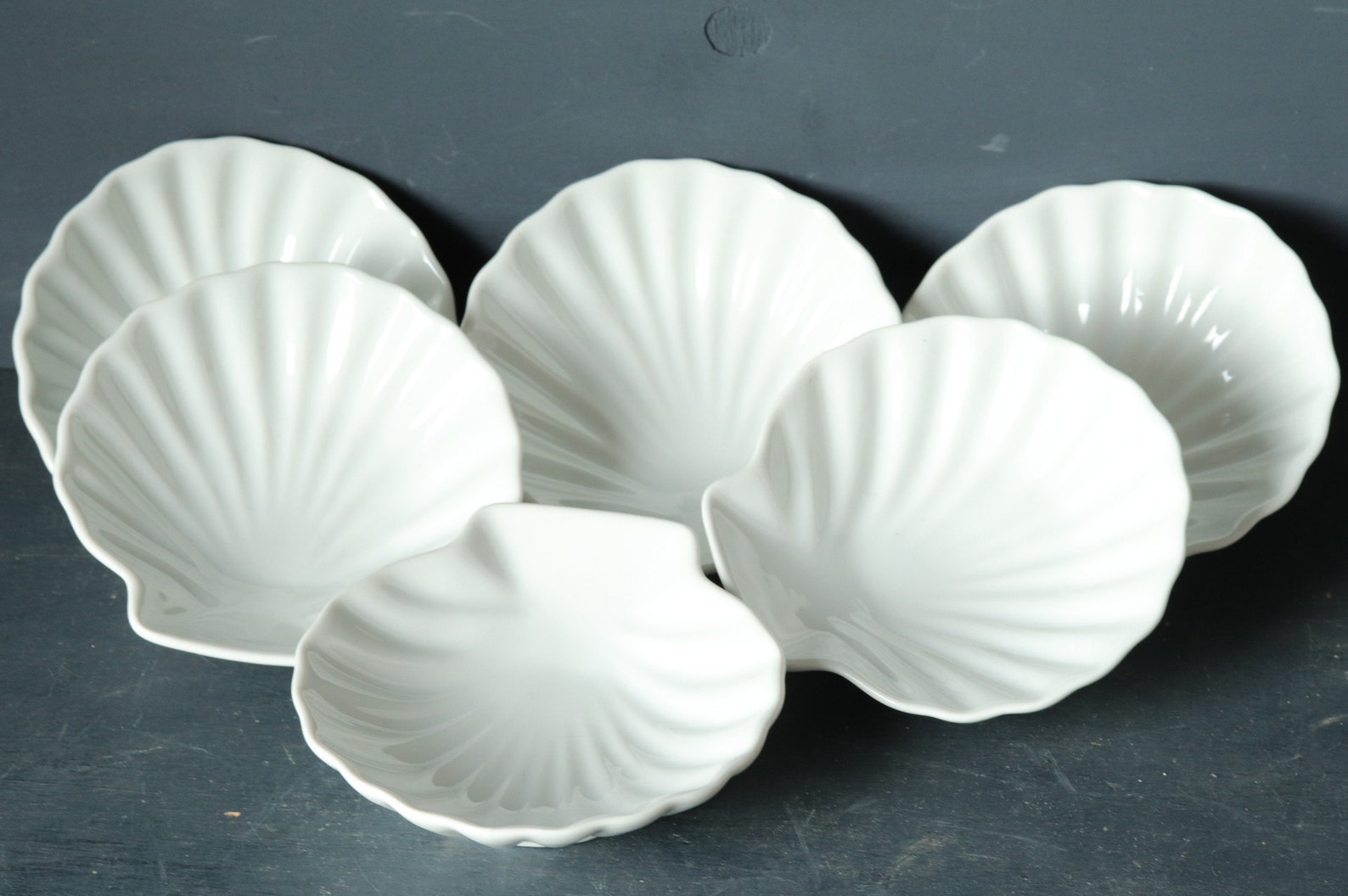 Shell Appetizer Plates Vintage White Ceramic Shell Plates, Small Seafood Bowls, Appetizer ...