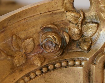 Morillos (chenets) De Cheminée Anciens En Bronze Doré - Style Baroque - France, Début 20e Siècle