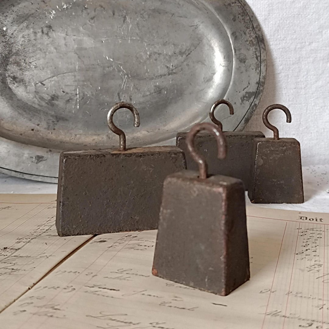 Paperweight Rustic Vintage Cast Iron Loom Weights: French Industrial Decor, Rustic ...