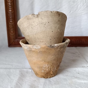 Antique French Terracotta Resin Harvesting Pots: Rustic Farmhouse Planters