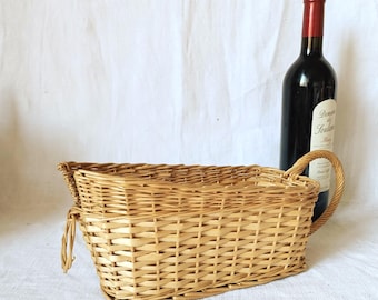Cesta para botellas vintage francesa, soporte para botellas de vino de los años 70