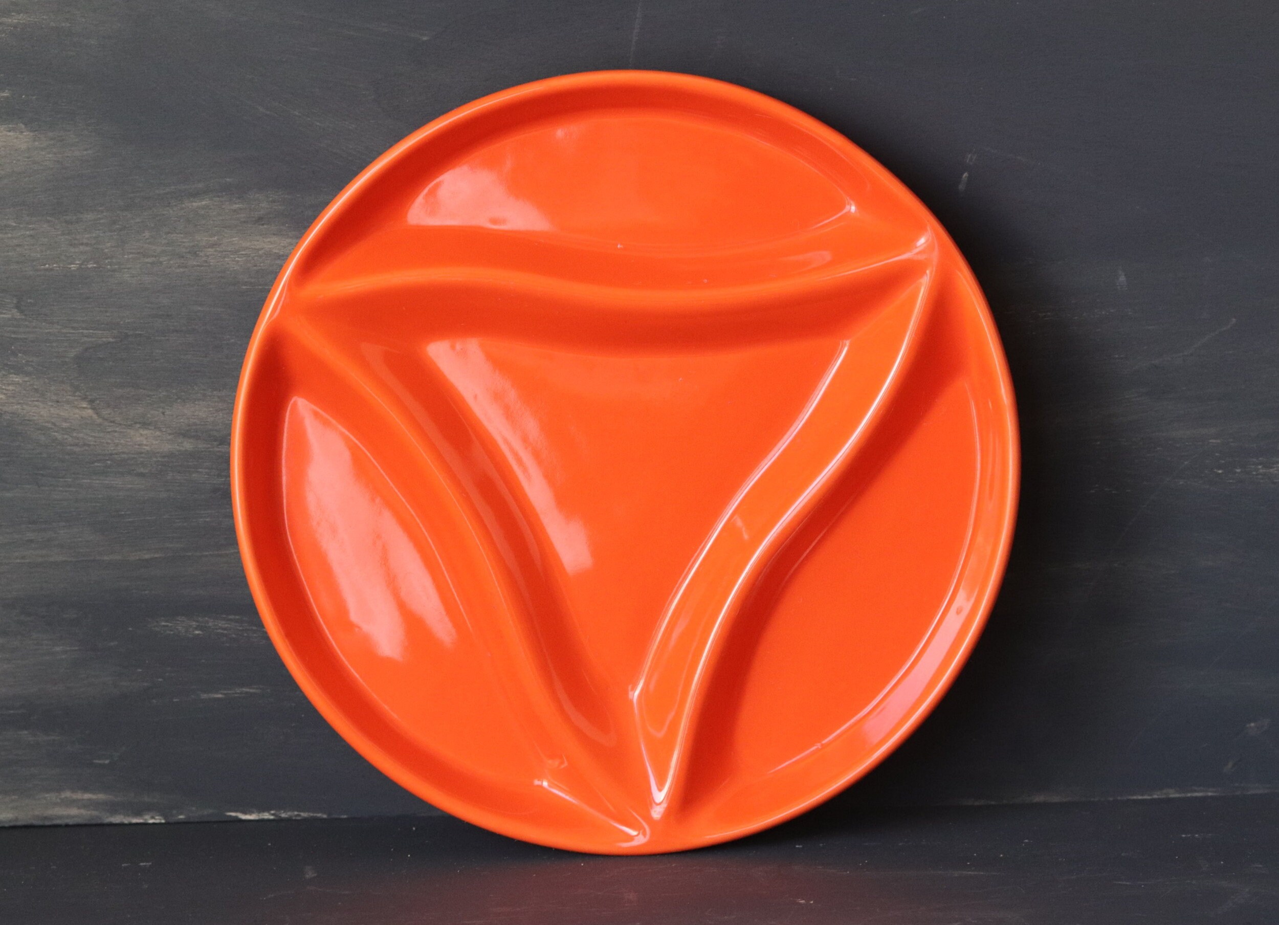 Vintage Orange Divided Serving Tray Stoneware 4 compartment Etsy