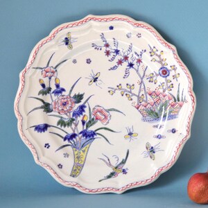 French Antique Dessert Plate, VIEUX ROUEN Handpainted Decor, Cornucopia, 1900s Grand Depot Paris, Louis XV style, Decorative, Birthday Gift