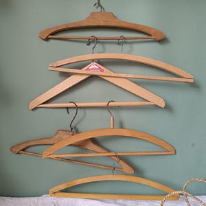 Mismatched Vintage Wood Coat Hangers: 1950s French Set
