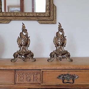 French Bronze Andirons: Louis XVI Chateau Fireplace Decor