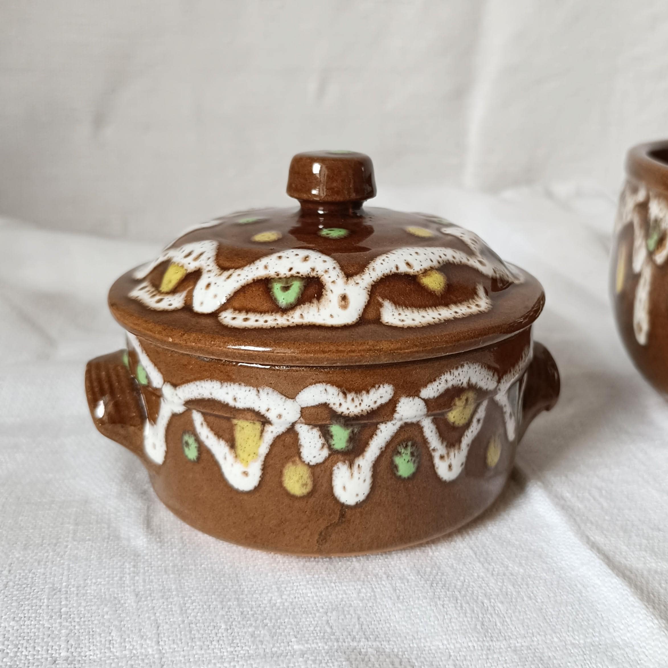 ヴィンテージ DIGOIN 炻器 Grespots: フランス製テラコッタ ソースパン