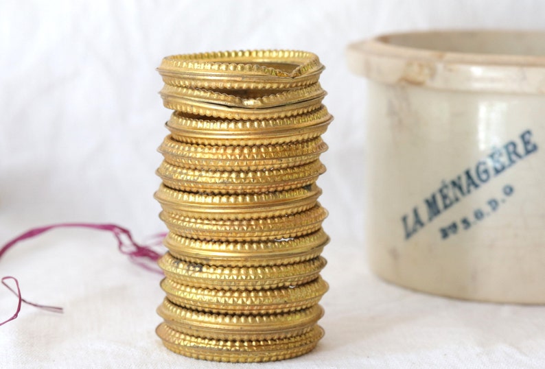 12 French Antique Brass Curtain Rings Gilded Pearl Design Etsy