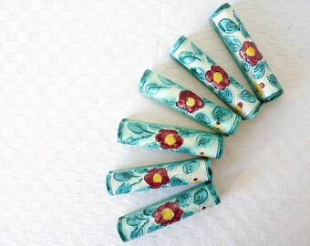 Vintage Monaco Ceramic Knife Rests, 1970s Handpainted Knife Holders, Chopstick Rests, Floral Decor, Tablescapes, Bohemian, Housewarming Gift