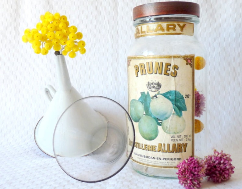 French Antique Plum Brandy Glass Jar With Bakelite Lid 1950s Etsy