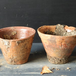 French Antique Terracotta Pots for Resin Harvesting, Authentic Unglazed Stoneware Containers for Pine Tapping, Rustic Decorative Planters image 5