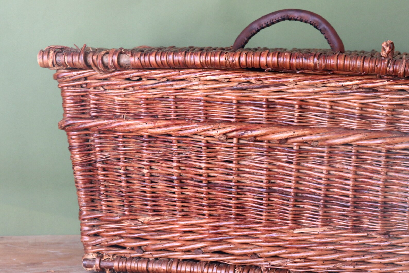 French Antique Wicker Picnic Basket Handwoven Lidded Basket Etsy