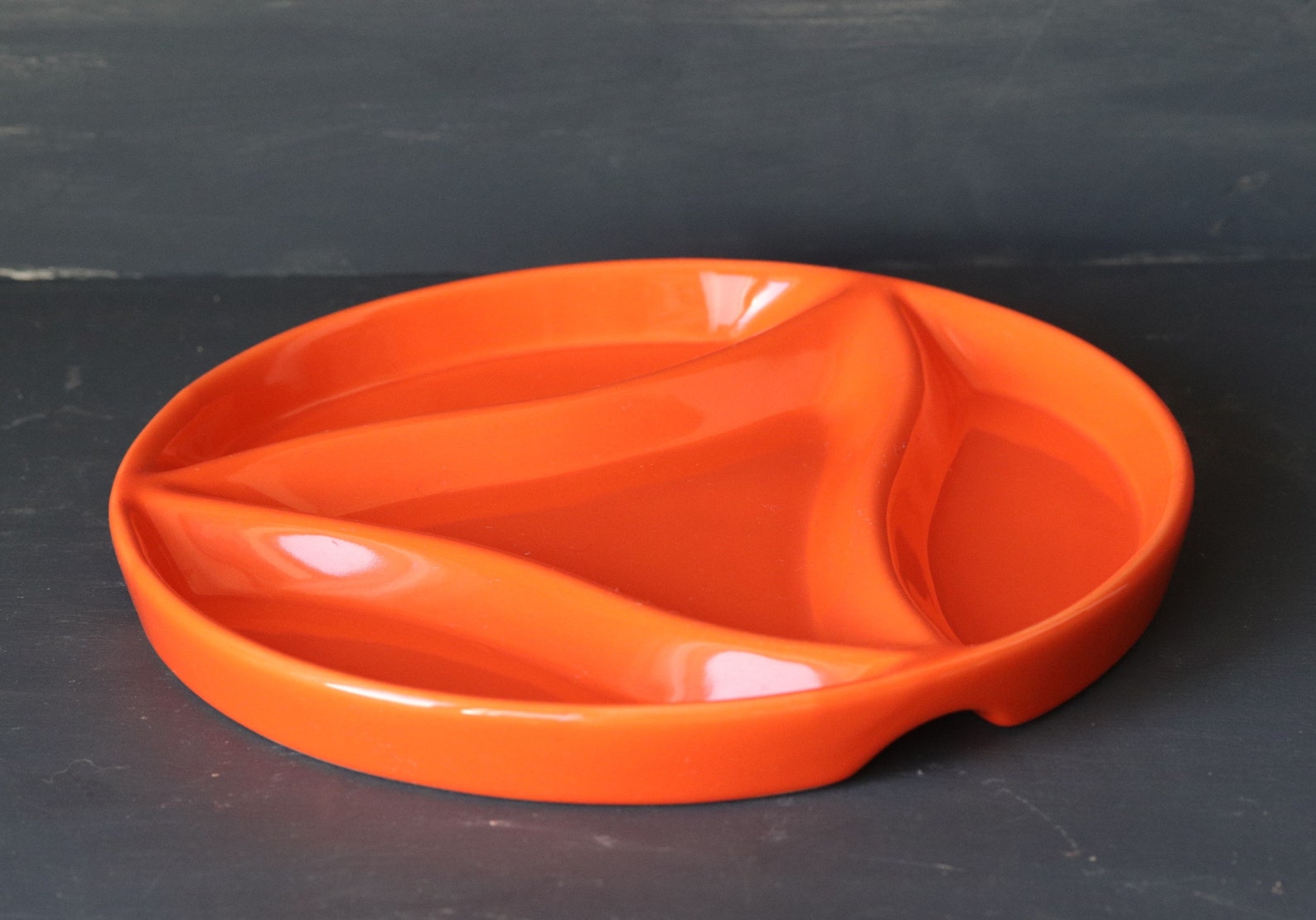 Vintage Orange Divided Serving Tray Stoneware 4 compartment Etsy