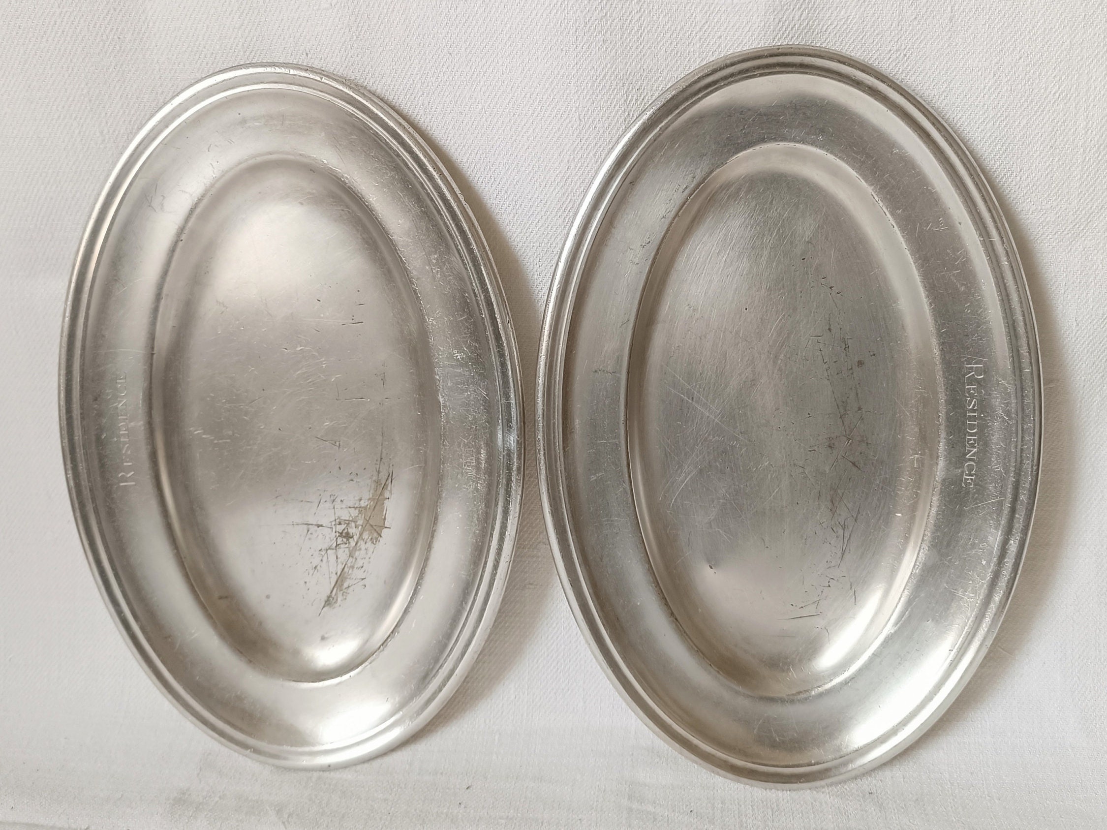 PLATEAU DE SERVICE ovale ERCUIS métal argenté ART DECO 53 cm Table Plat Poignées EUR 250,00 - FR