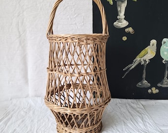 French Wicker Basket: Vintage Hand-Woven Rustic Home Decor