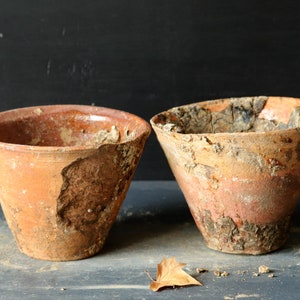 French Antique Terracotta Pots for Resin Harvesting, Authentic Unglazed Stoneware Containers for Pine Tapping, Rustic Decorative Planters image 4