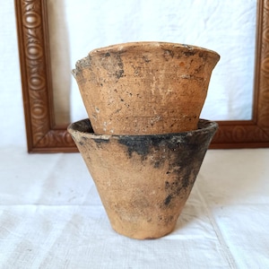 Antique French Terracotta Pine Sap Pot: Rustic Farmhouse Planter