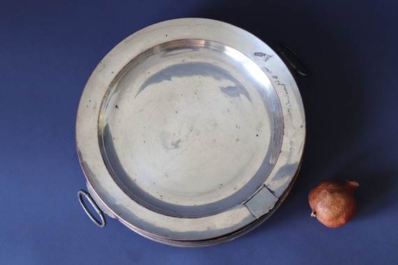 ANCIEN CHAUFFE PLAT de Table 2 Feux en métal argenté avec sa boîte