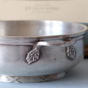 French Antique Silver Plated Tureen: Louis XVI Leaf Decor
