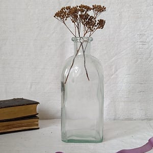 Antique French Glass Bottle: 1900s Apothecary Vase
