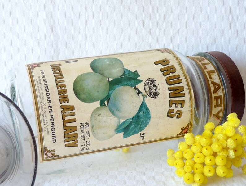 French Antique Plum Brandy Glass Jar With Bakelite Lid 1950s Etsy