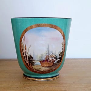 French Vintage Napoleon III Style Planter: Handpainted Autumn Decor