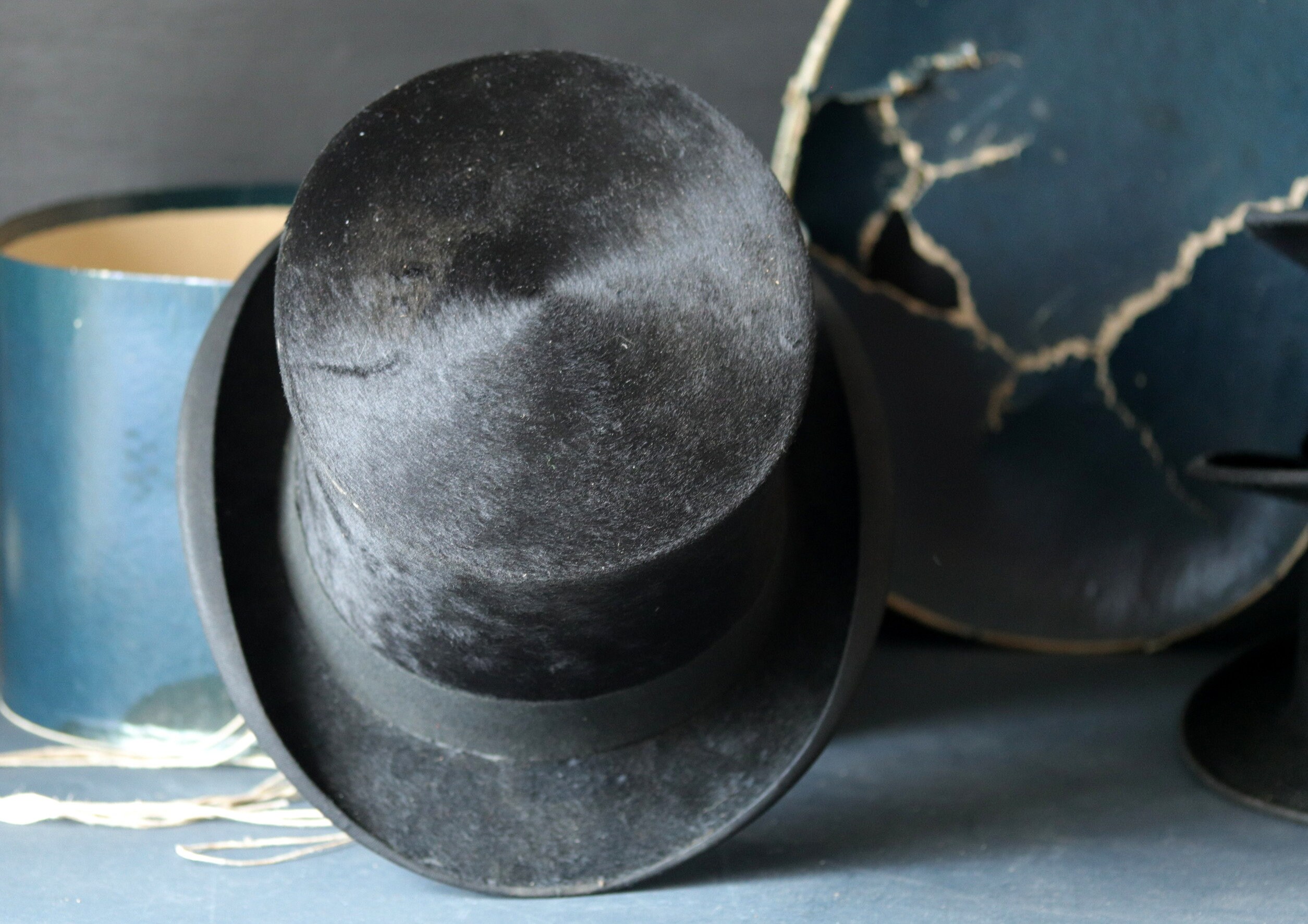 Rare French Antique Top Hat With Gros Grain Ribbon, 1900s