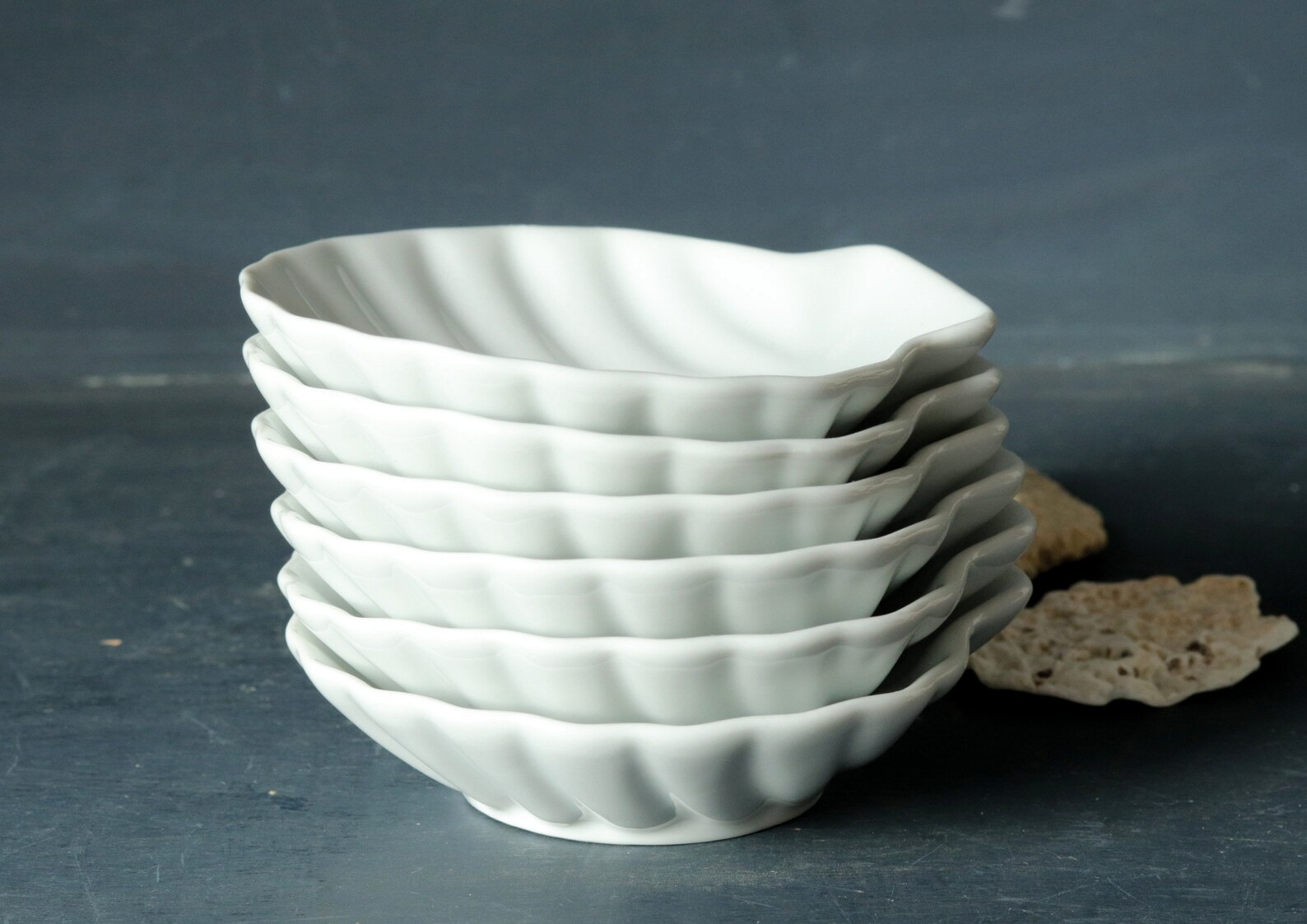 Vintage White Ceramic Shell Plates, Small Seafood Bowls, Appetizer ...