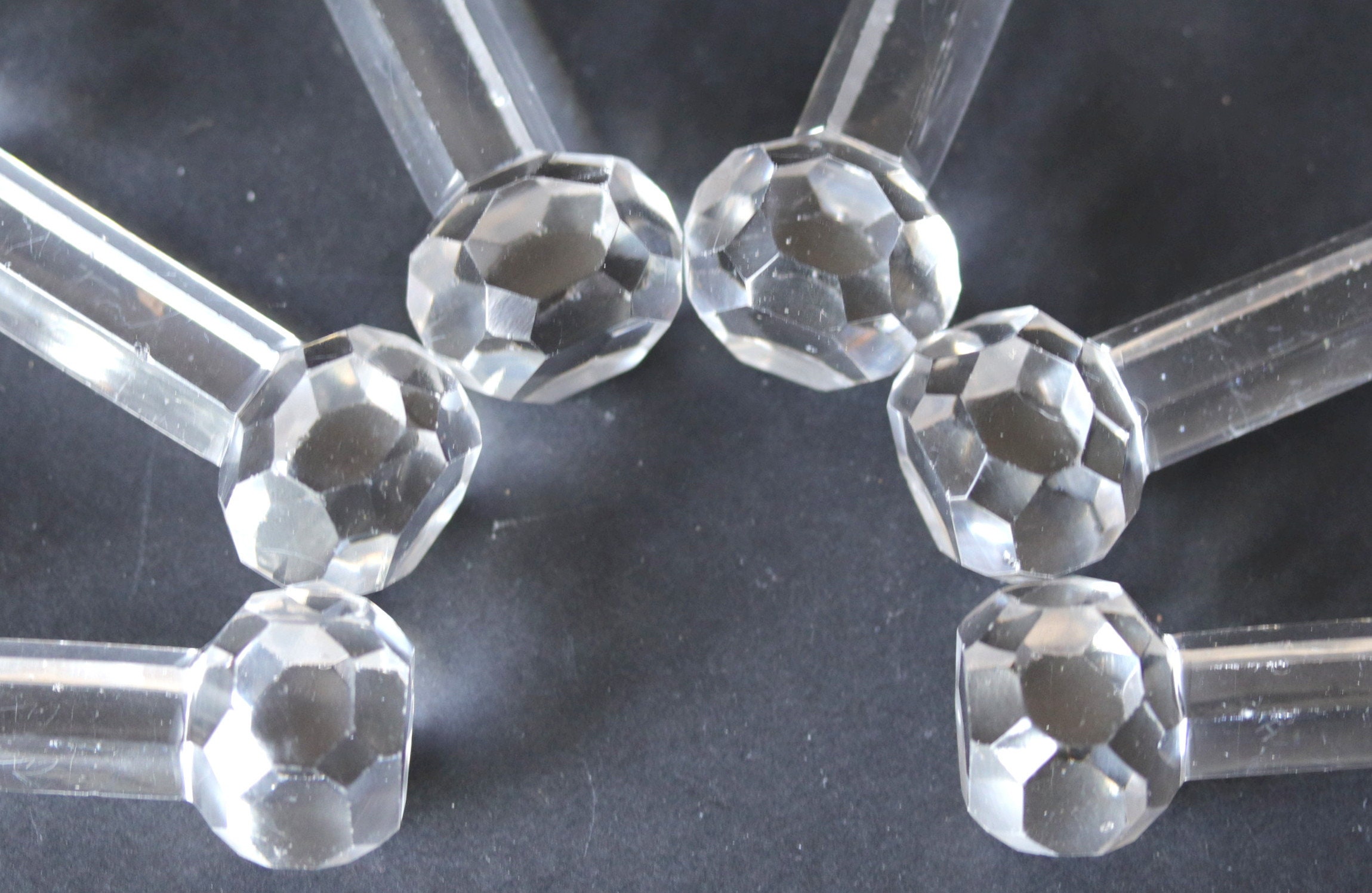 6 Français Porte-Couteaux en Cristal Vintage, Forme d'haltère, Repose-Couverts, Verrerie Biseautée C