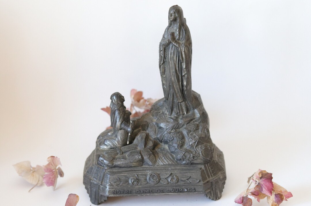 French Antique Our Lady of Lourdes Sculpture Virgin Mary - Etsy 日本