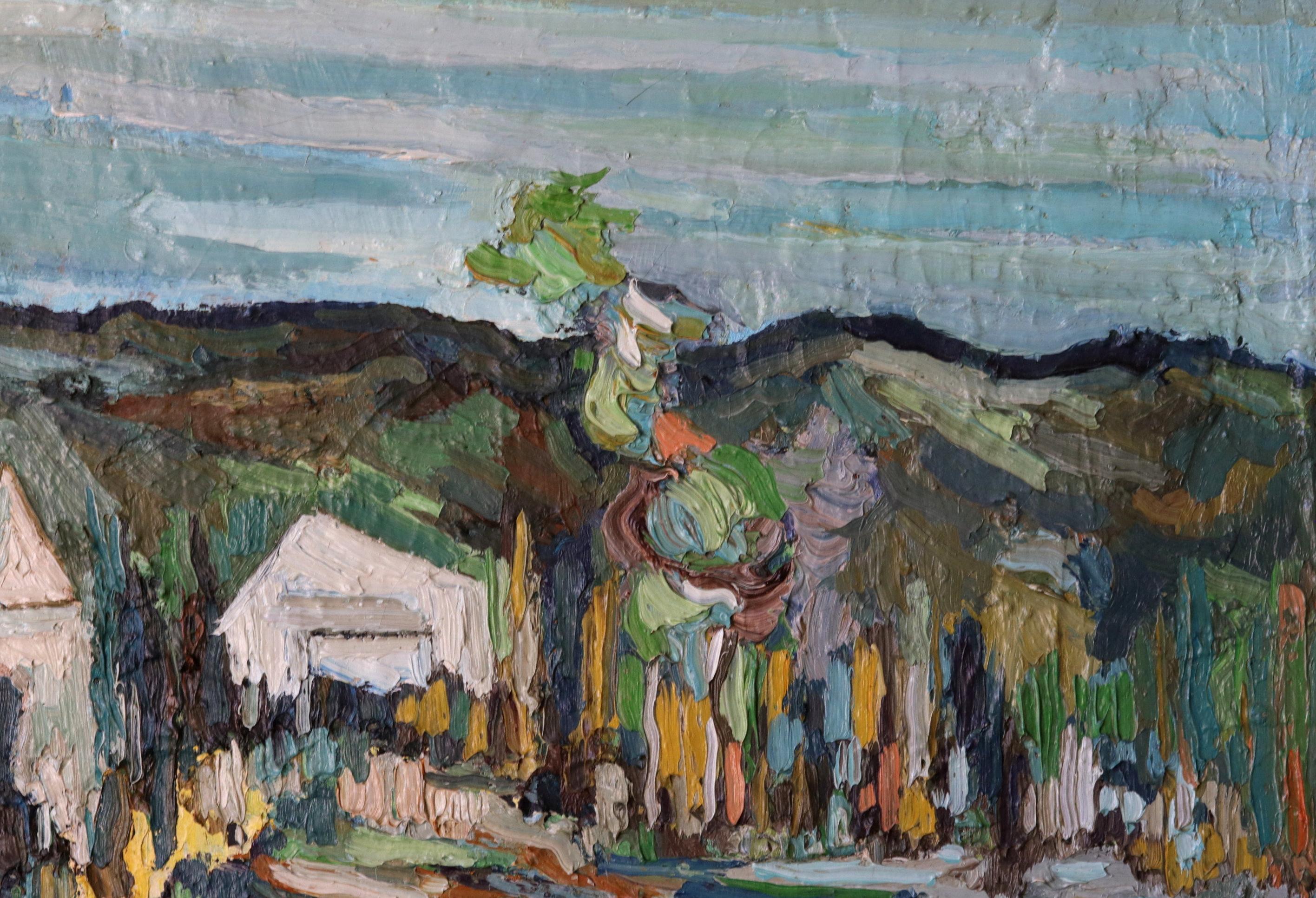 Vintage French Oil on Canvas Forest Landscape: Palette Knife Painting ...