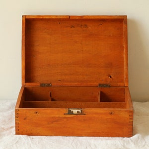 Antique French Wooden Toilet Box: Rustic Boarding School Toiletry Caddy