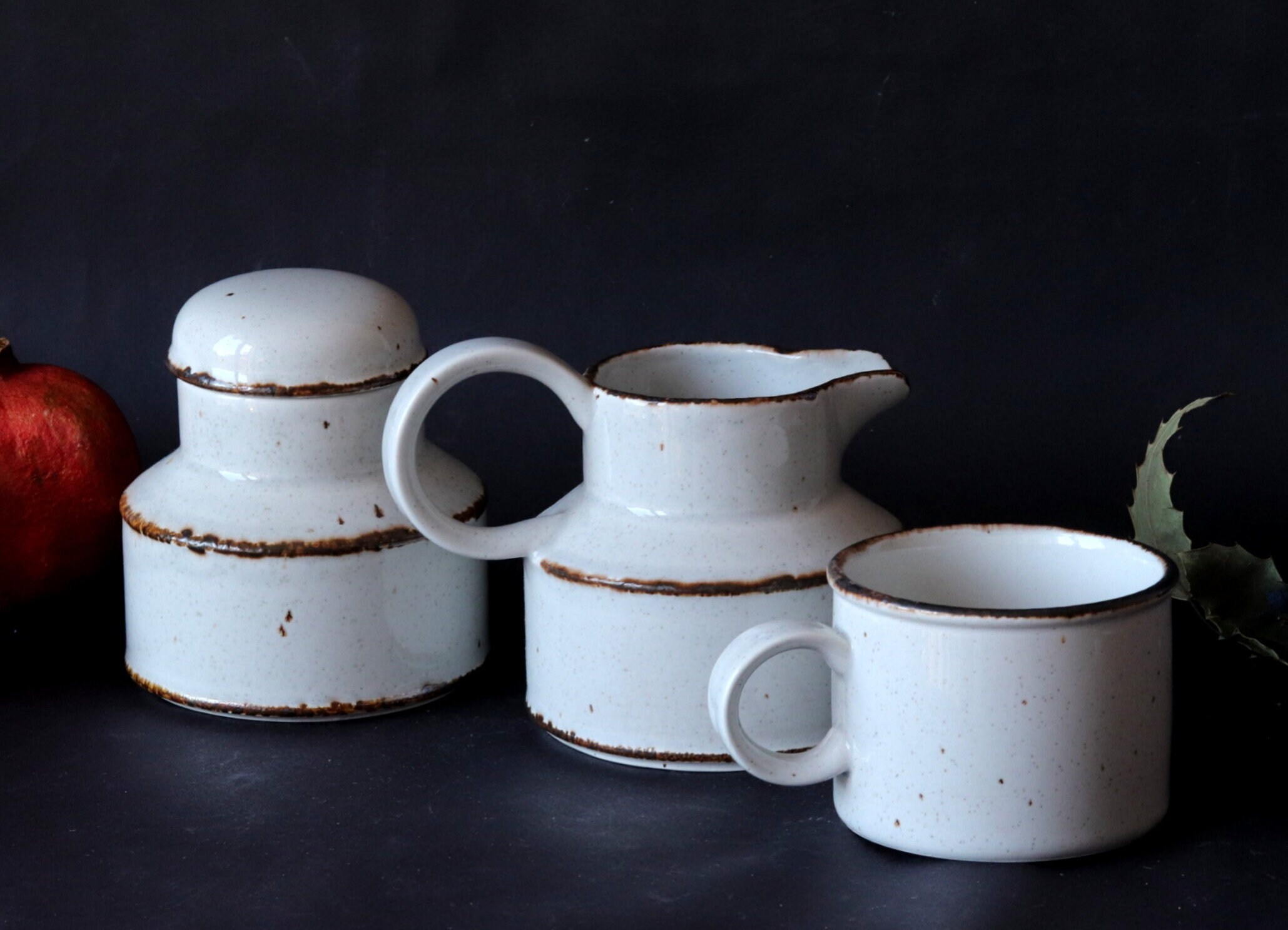 Vintage Midwinter Stonehenge Set, Angleterre, Poterie Des Années 1970, Grès Glacé Blanc, Modèle Stel
