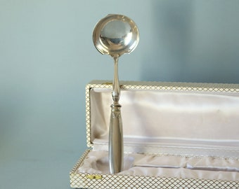 French Vintage Silver Plated Fruit Ladle with Shell Decor, Louis XV Style Cream Ladle with Curved Handle in Original Box