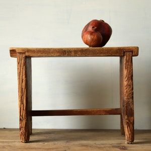 Rustic Wooden Stool: Handcrafted French Farmhouse Foot Rest