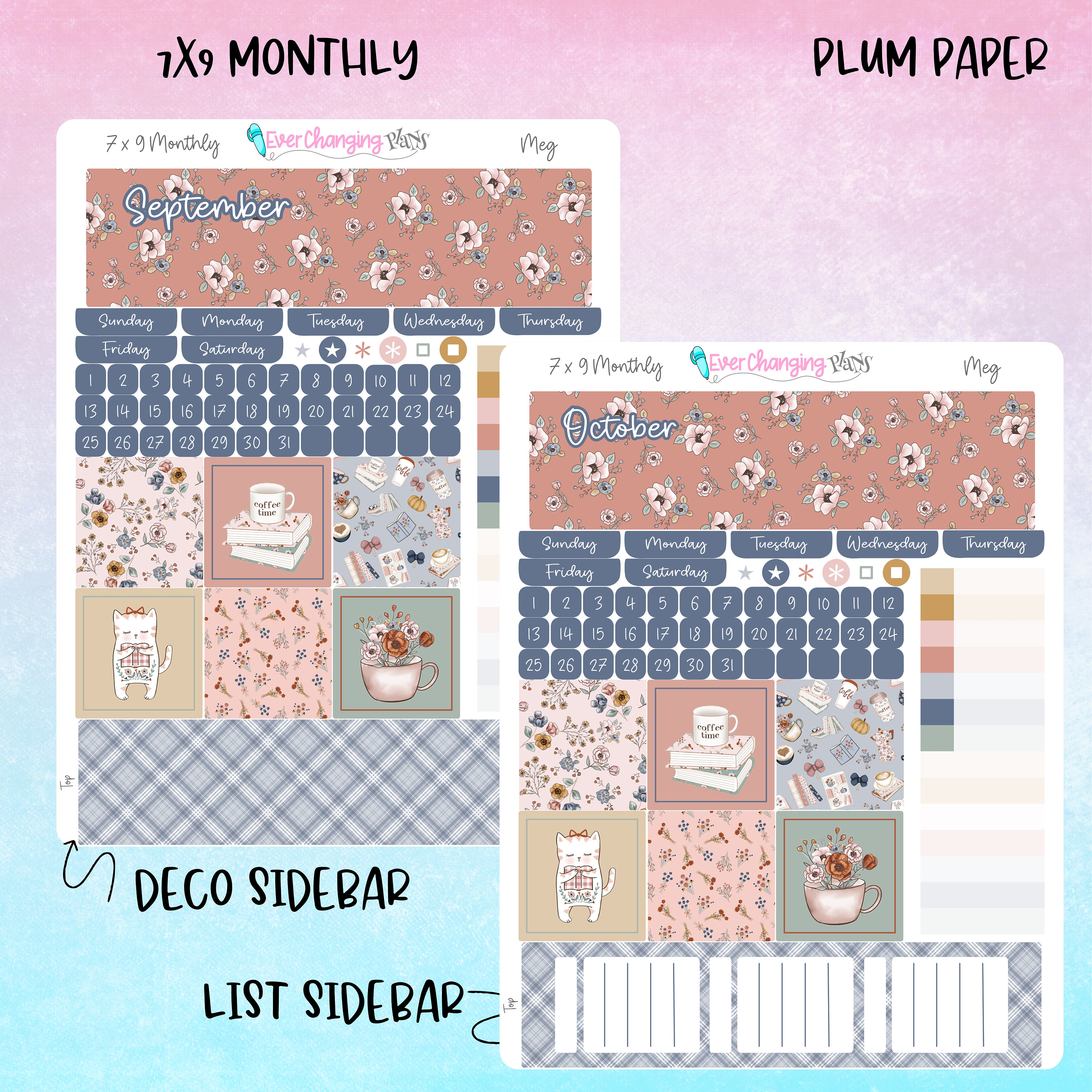 Meg Plum Paper Monthly and Dashboard Kits - Autumn Fall September ...