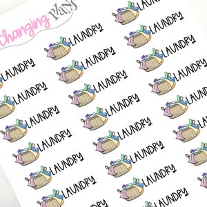 Laundry Icon Word Text Script Stickers - Typography Stickers - Header Stickers - Planner Script Stickers