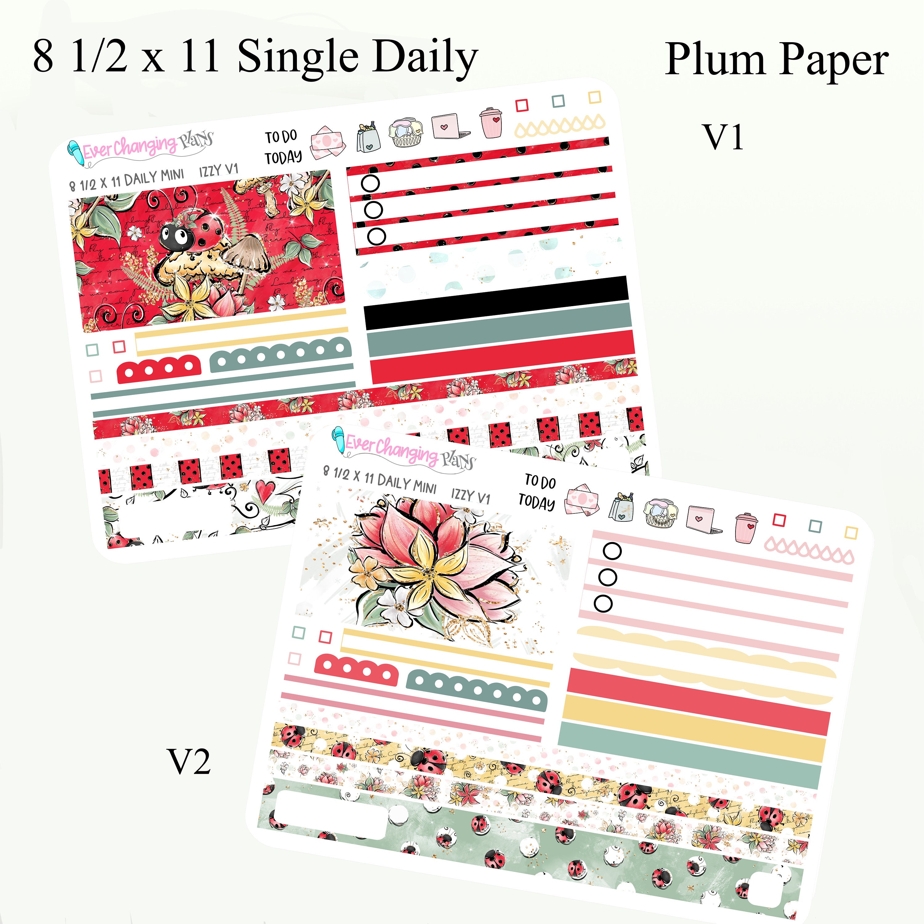 Lady Bug Daily Plum Paper One Page Izzy Daily Single Day Kit - Etsy