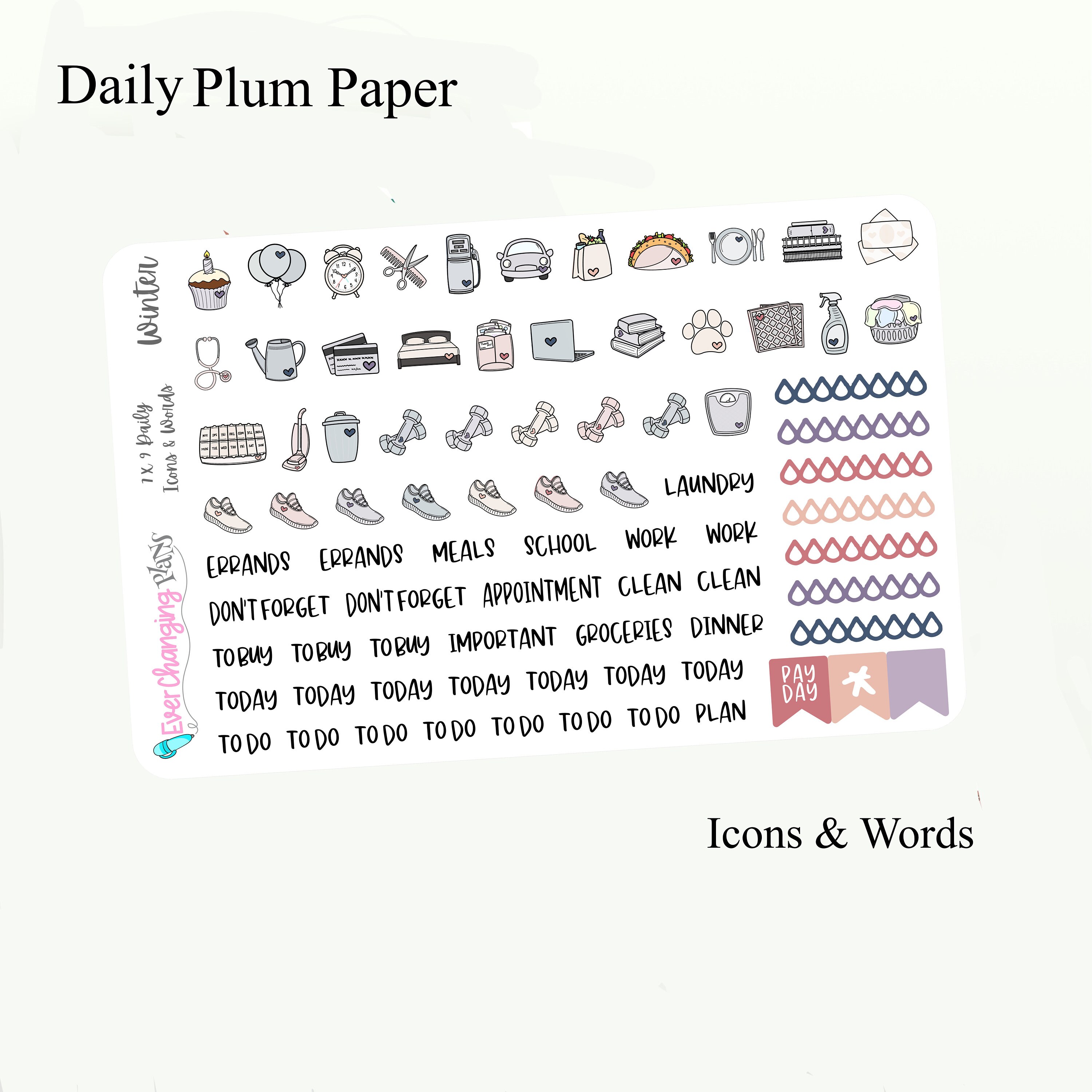 Winter Daily Plum Paper Kit - Modern Winter - Winter Daily Weekly ...