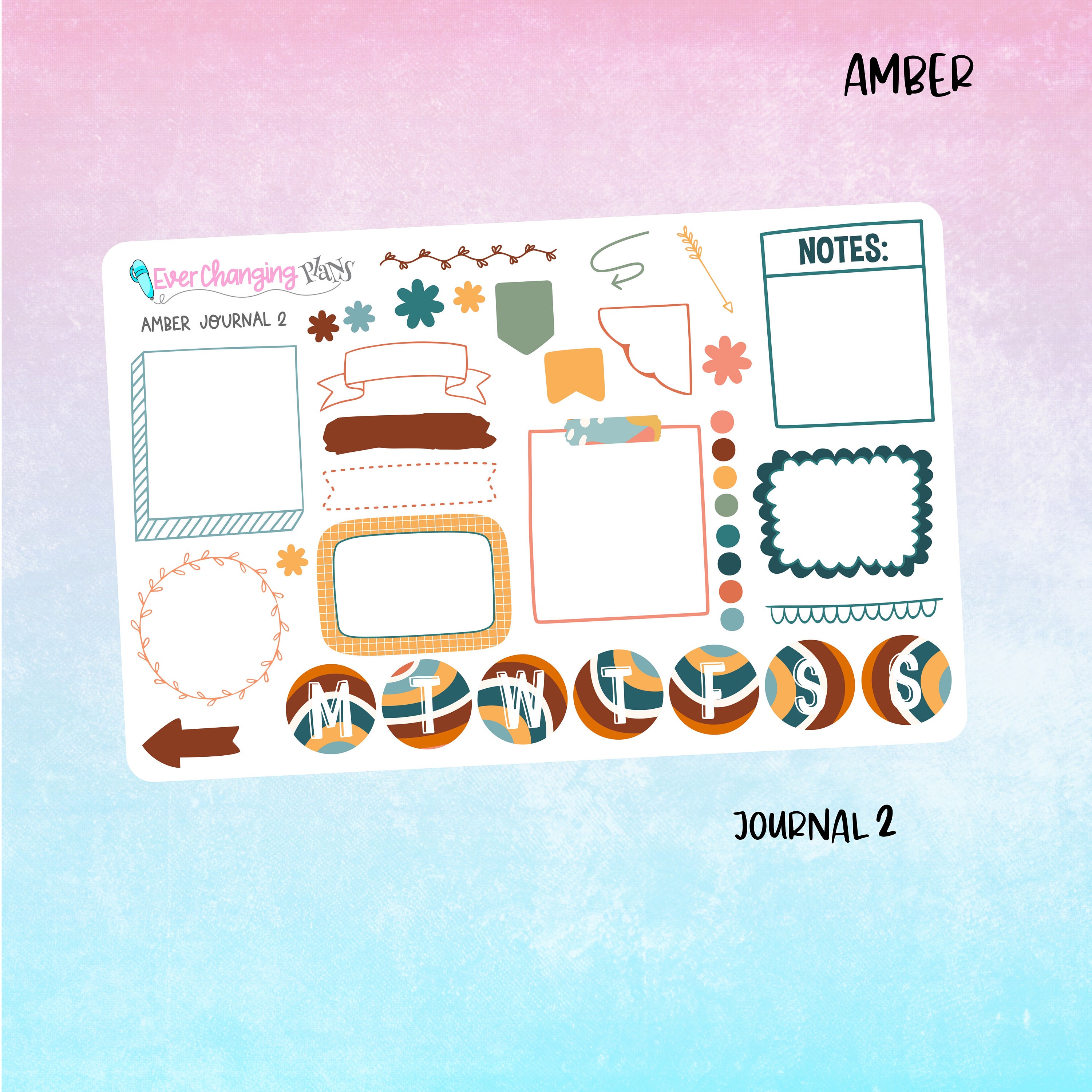 Amber Deco Planner Stickers for Plum Paper Planner - Summer Boho ...